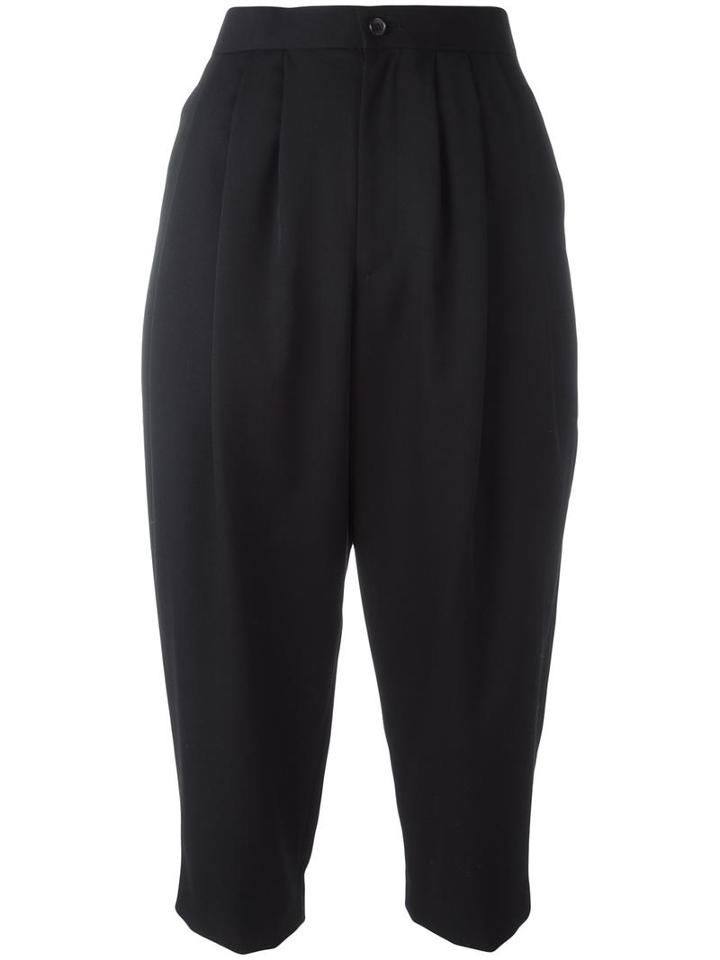 Comme Des Garçons Comme Des Garçons Pleated Front Cropped Trousers, Women's, Size: Xs, Black, Wool/cupro