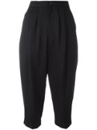 Comme Des Garçons Comme Des Garçons Pleated Front Cropped Trousers, Women's, Size: Xs, Black, Wool/cupro