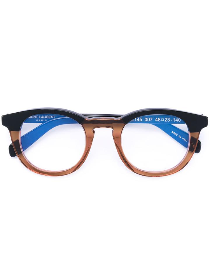 Saint Laurent - Panel Round Glasses - Unisex - Acetate - One Size, Black, Acetate