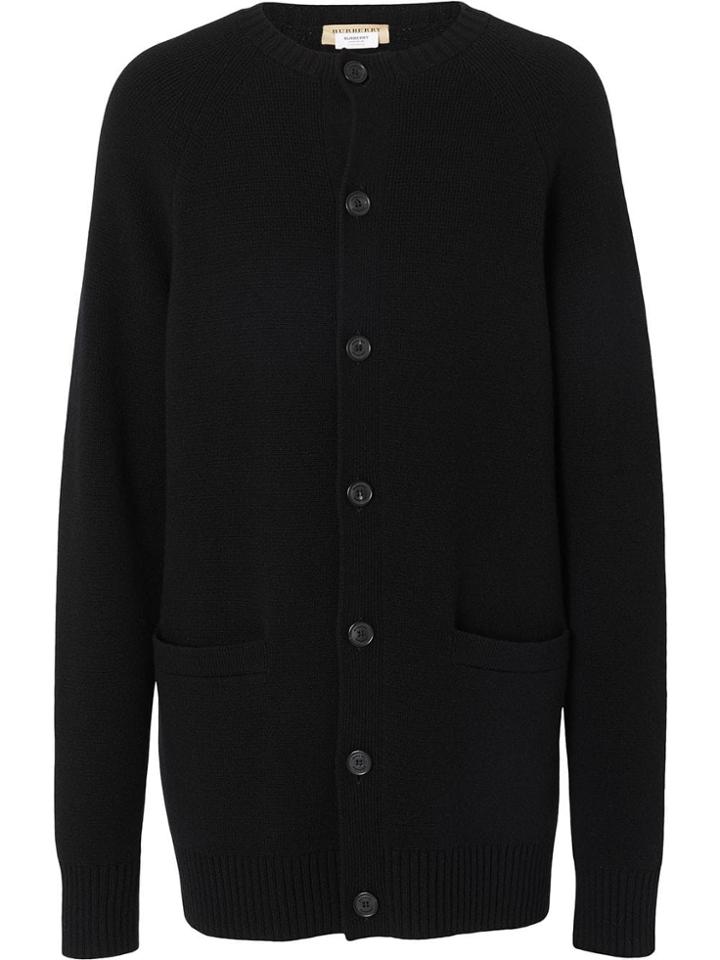 Burberry Cashmere Crew Neck Cardigan - Black