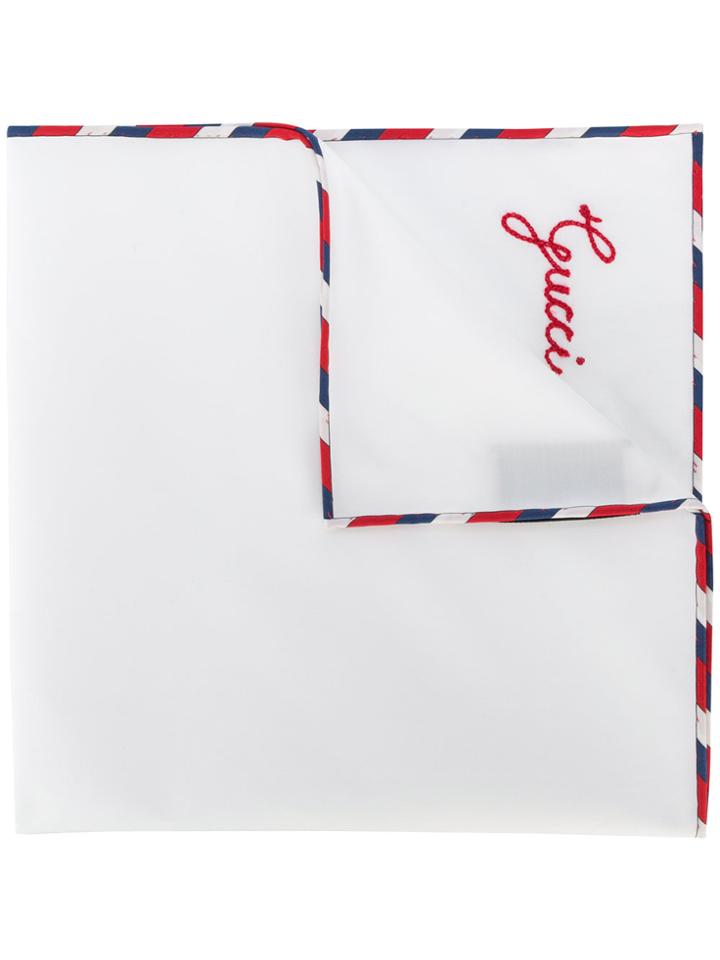 Gucci Gucci Script Pocket Square - White