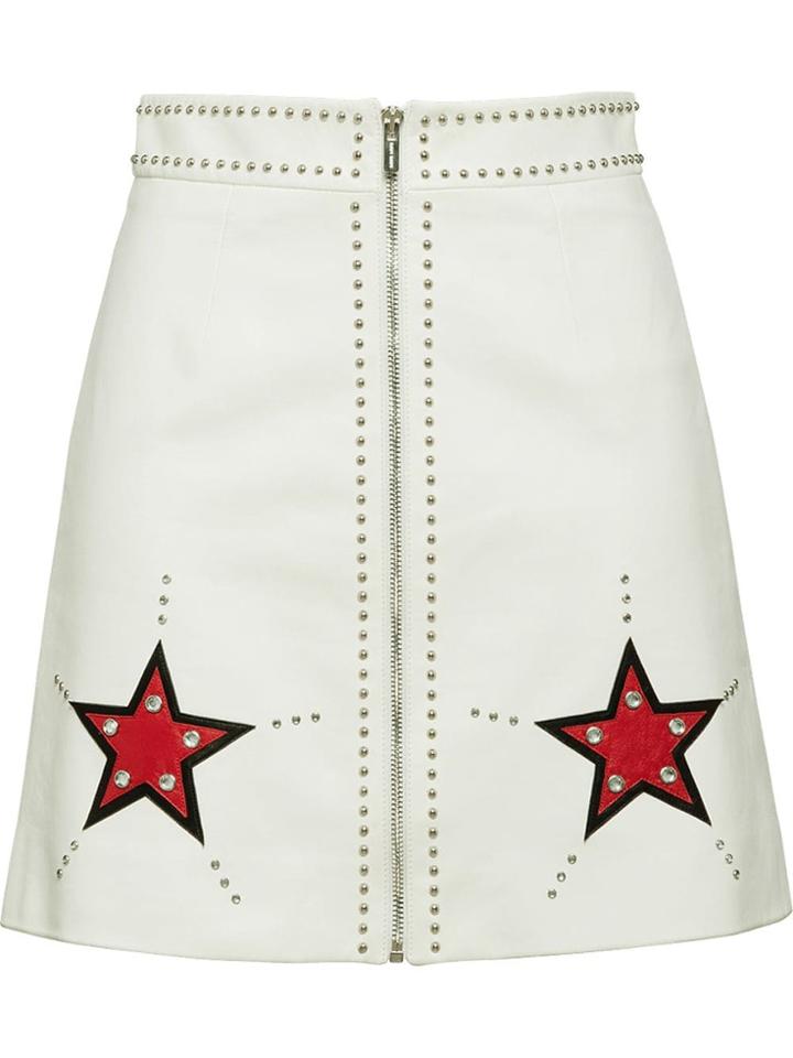 Miu Miu Star Patch A-line Skirt - White
