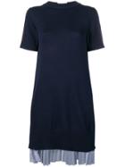 Sacai Tunic Dress With Pleated Rear Layer - Blue