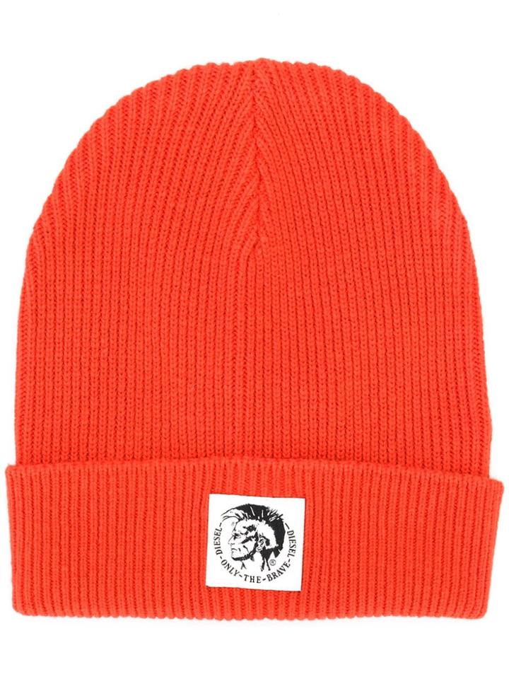 Diesel K-coder Ribbed Knit Beanie - Orange