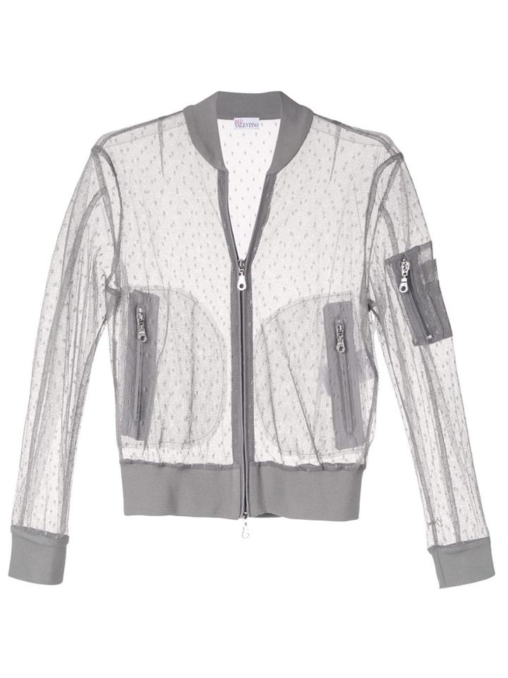 Red Valentino Polka Dot Sheer Bomber Jacket - Grey