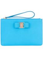Salvatore Ferragamo Vara Clutch Bag, Women's, Blue, Calf Leather