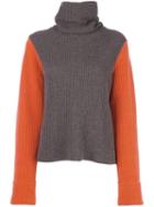 Autumn Cashmere Two Tone Knitted Jumper - Brown