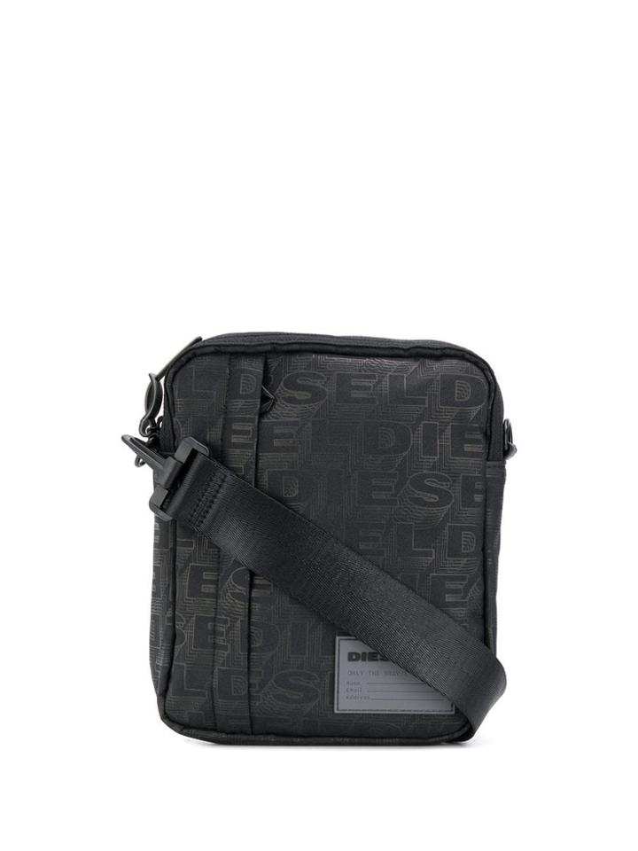 Diesel Repeat Logo Crossbody Bag - Black