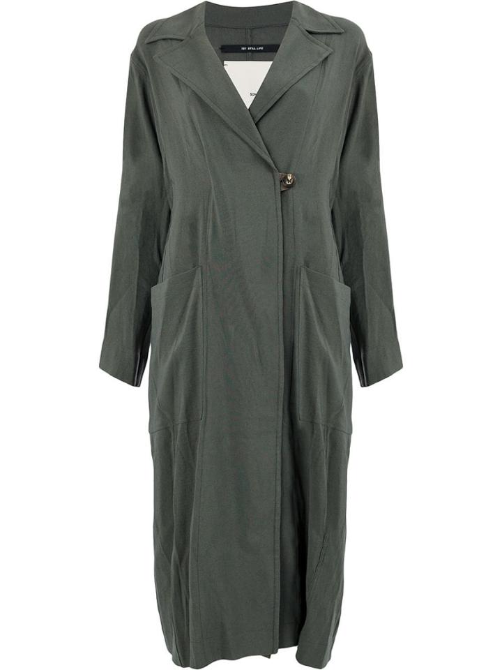 Song For The Mute Off-centre Button Dress - Green