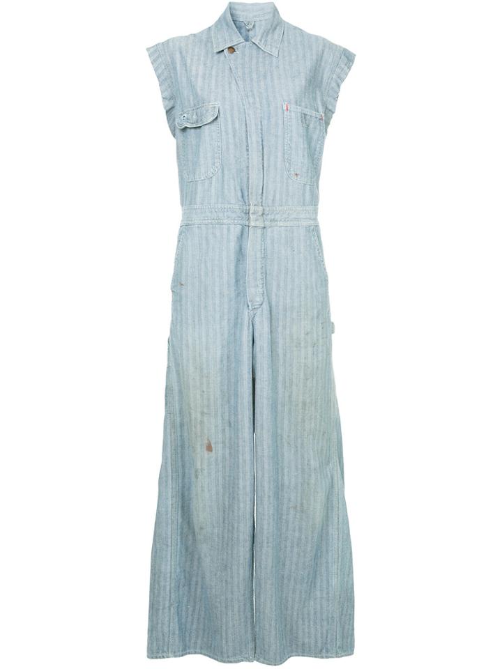 R13 Oversized Distressed Denim Jumpsuit - Blue