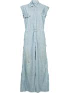 R13 Oversized Distressed Denim Jumpsuit - Blue