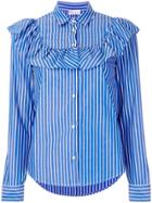 Red Valentino Striped Frill Shirt - Blue