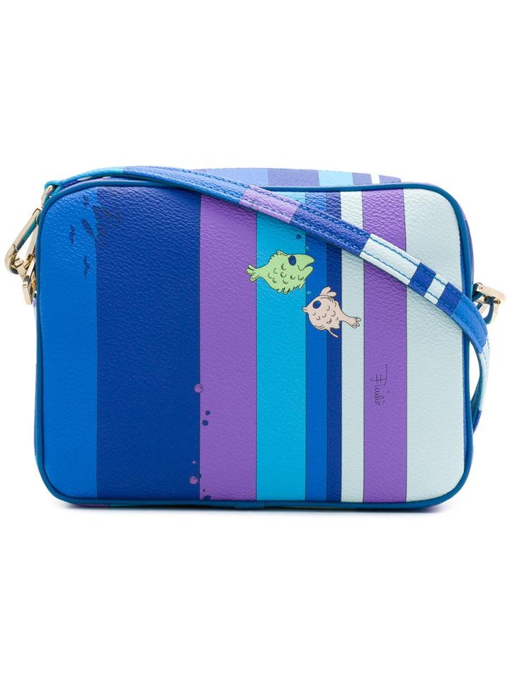 Emilio Pucci Fish Print Shoulder Bag - Blue