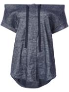 Theory - Off The Shoulder Top - Women - Linen/flax/spandex/elastane/viscose - Xs, Blue, Linen/flax/spandex/elastane/viscose
