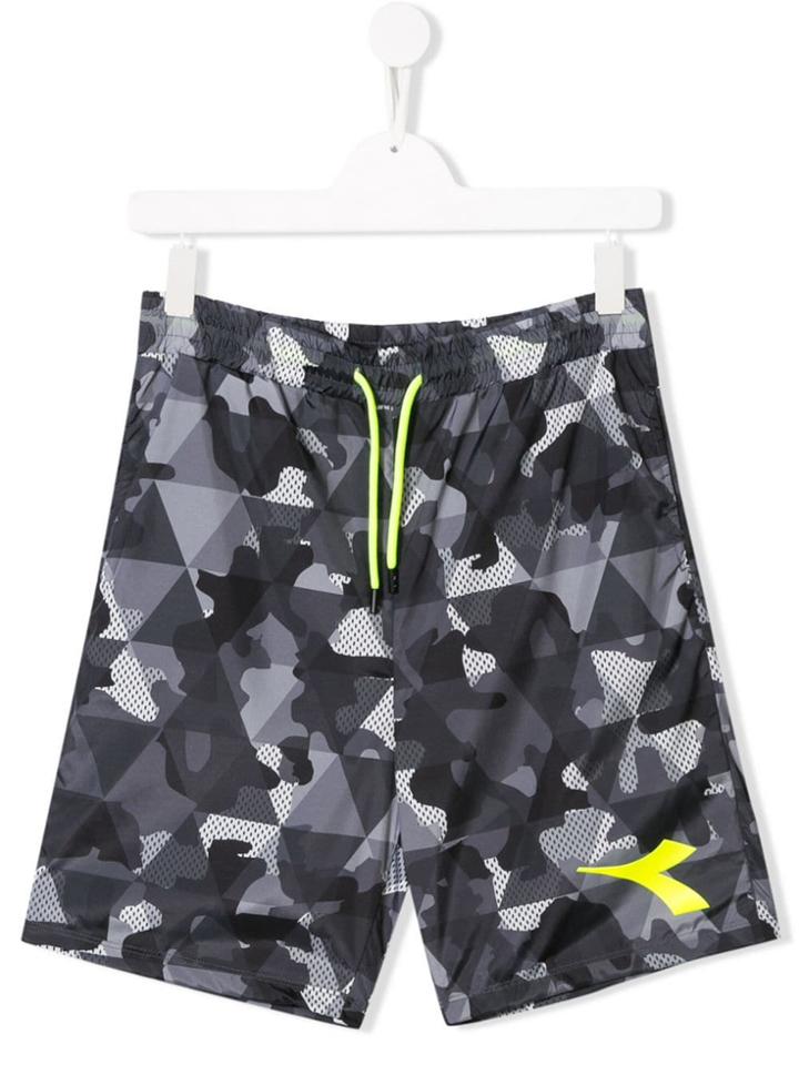 Diadora Junior Camo Track Shorts - Black
