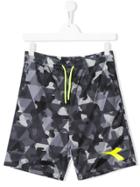 Diadora Junior Camo Track Shorts - Black