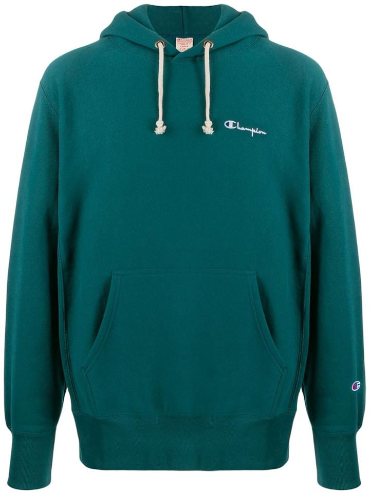 Champion Logo Embroidered Jersey Hoody - Green