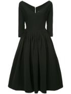 Preen By Thornton Bregazzi Plunge Neck Flared Dress - Black