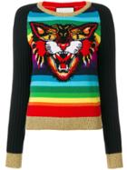 Gucci Angry Cat Intarsia Knitted Jumper - Multicolour