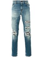 Saint Laurent Studded Distressed Jeans - Blue