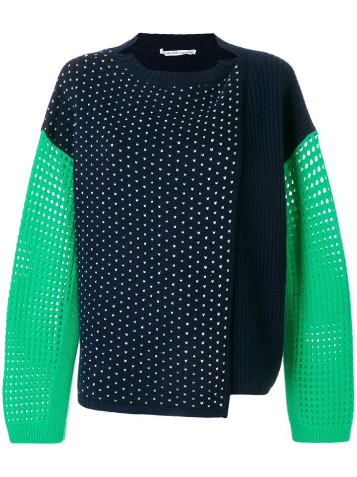 Agnona Colour Block Jumper - Blue
