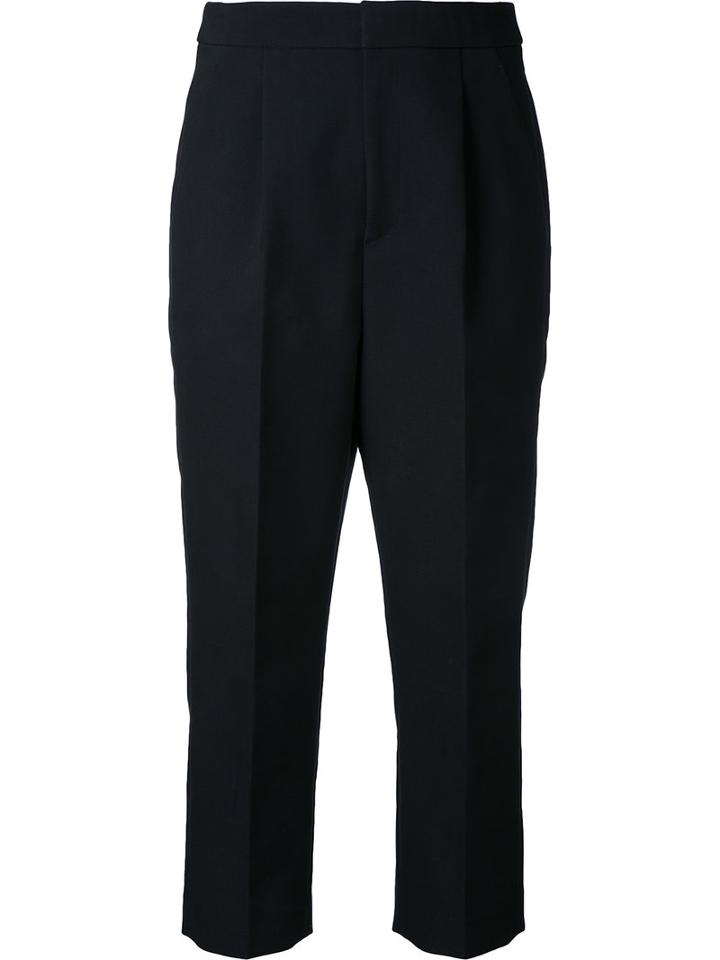 Le Ciel Bleu Cropped Pleated Trousers, Women's, Size: 36, Black, Polyester/cotton