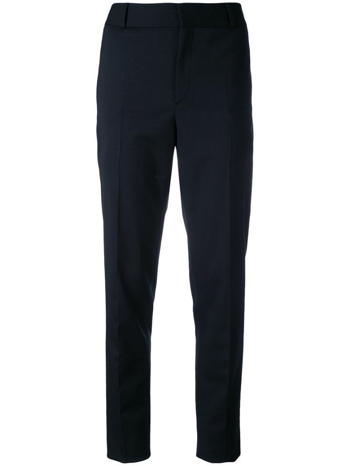Saint Laurent Classic Mid-rise Trousers, Women's, Size: 38, Black, Virgin Wool/spandex/elastane/cotton