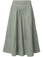 Maison Mayle Striped A-line Skirt, Women's, Size: 6, Green, Cotton