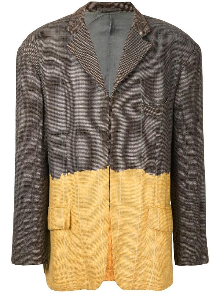 Comme Des Garçons Pre-owned Bleached Bottom Plaid Blazer - Brown