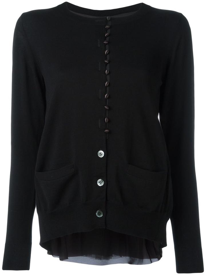 Sacai Cupro Insert Cardigan, Size: 1, Black, Cotton/cupro/polyester