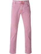 Jacob Cohen Slim Fit Trousers, Men's, Size: 34, Pink/purple, Cotton/elastodiene