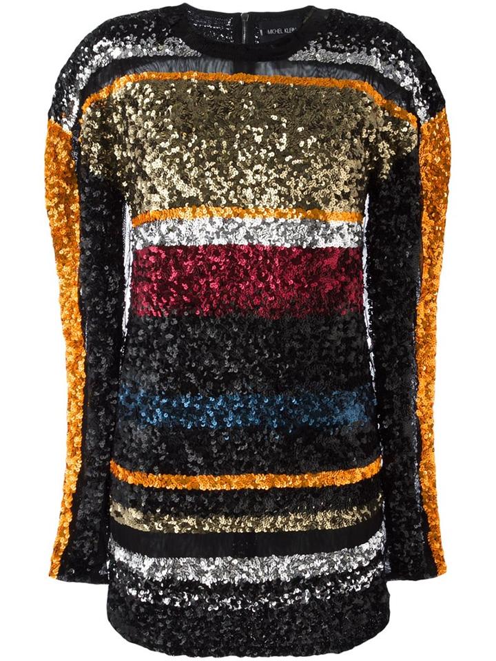 Michel Klein Sequined Striped Dress, Women's, Size: 36, Polyester