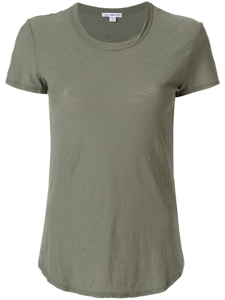 James Perse - Curved Hem T-shirt - Women - Cotton - I, Green, Cotton