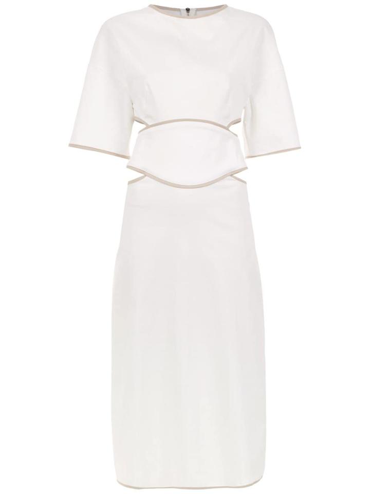 Framed Double Layer Midi Dress - White