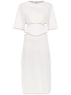 Framed Double Layer Midi Dress - White