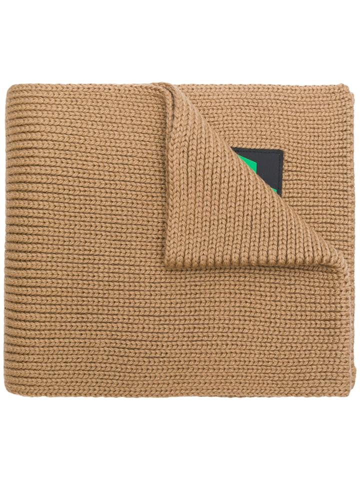 Prada Logo Patch Scarf - Brown