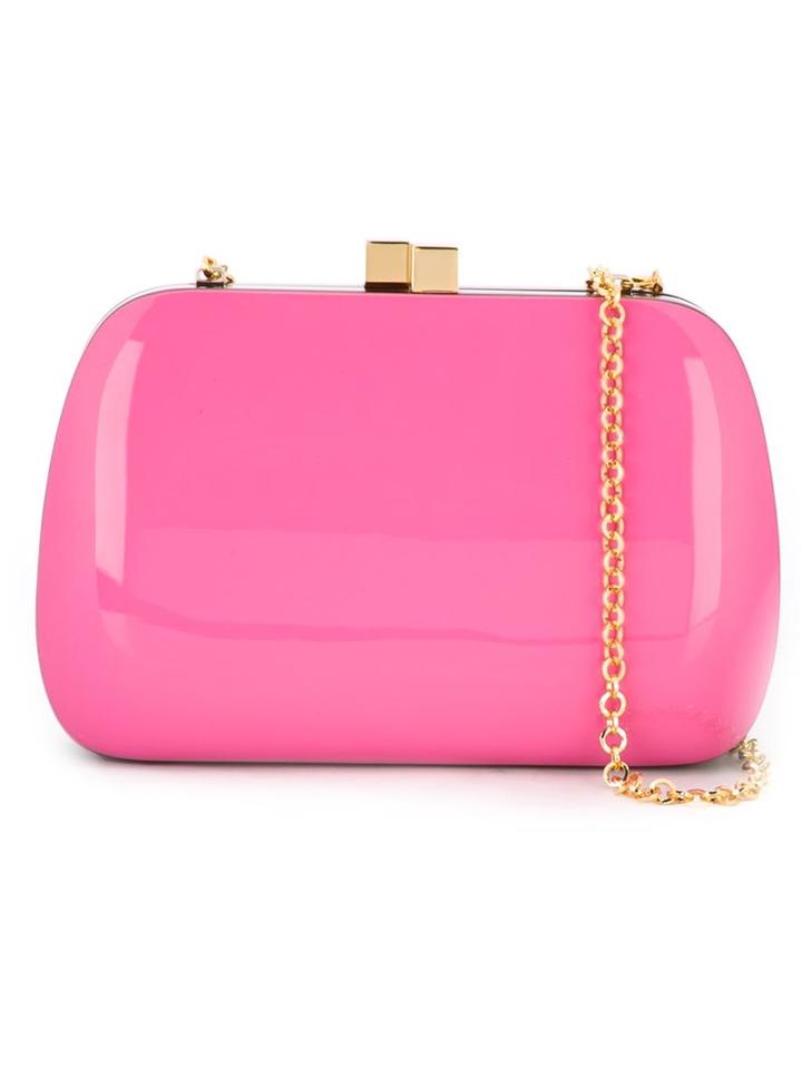 Serpui Snap Closure Glossy Clutch Bag