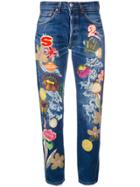 History Repeats Floral Patch Cropped Jeans - Blue