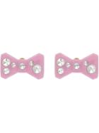 Miu Miu Crystal Embellished Bow Earrings - Pink & Purple