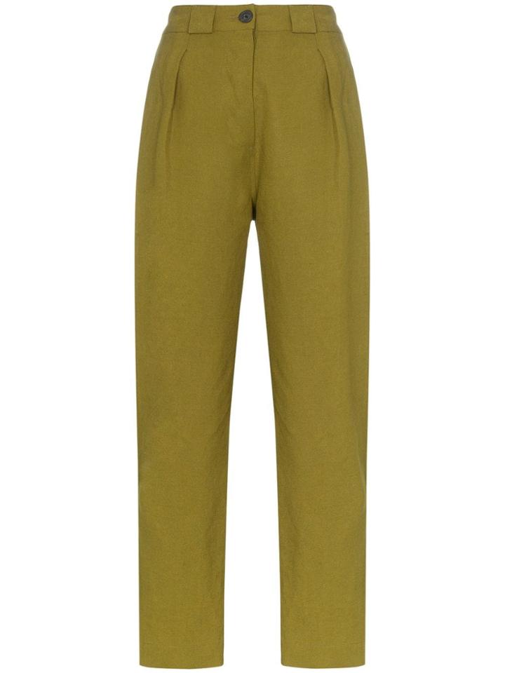 Mara Hoffman Jade High-waisted Straight Leg Linen Trousers - Green