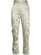 Jonathan Simkhai High-waisted Satin Cargo Trousers - Green