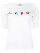 Shrimps Short Sleeve Smoked Top With Badges - White