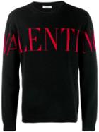 Valentino Cashmere Jacquard Logo Sweater - Black