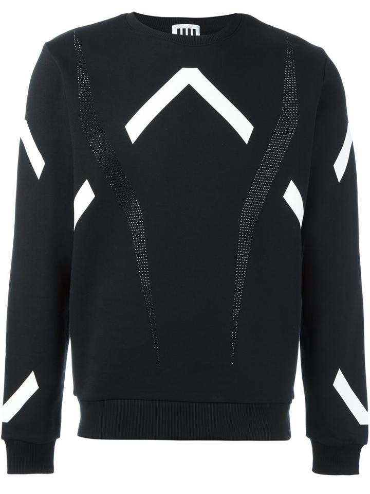 Les Hommes Urban Graphic Applique Sweatshirt, Men's, Size: Large, Black, Cotton