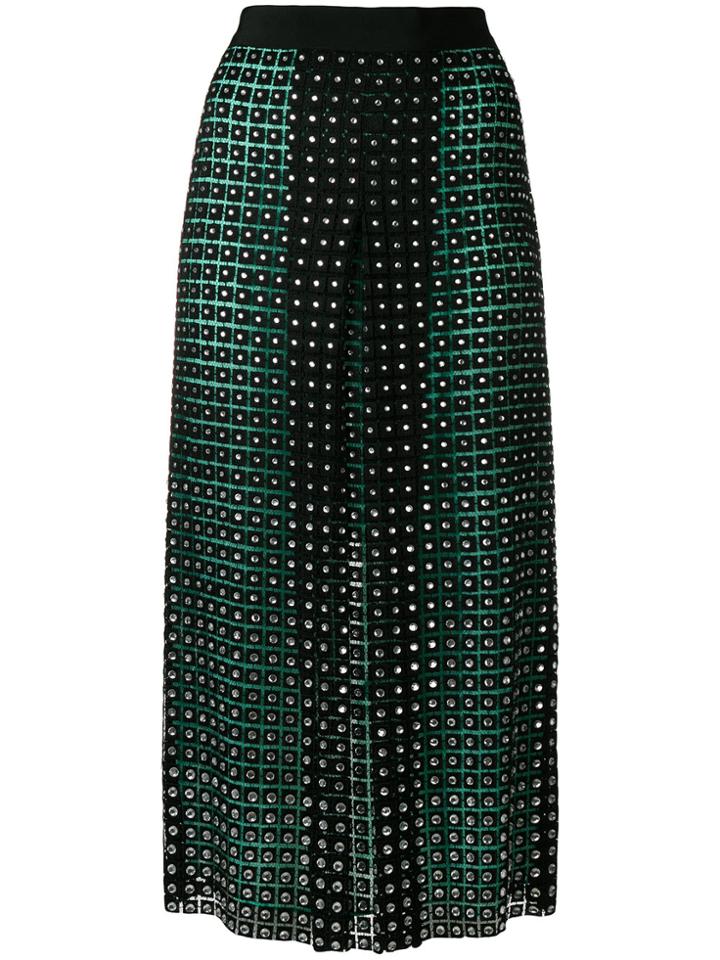 Marco De Vincenzo Crystal Embellished Lace Skirt - Green