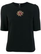 Dolce & Gabbana Heart Appliquéd Crepe Top - Black