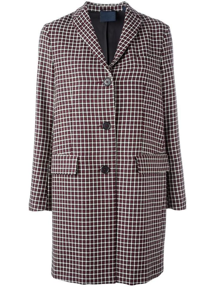 Aspesi Checked Single Breasted Coat, Women's, Size: 42, Red, Virgin Wool/viscose/cupro/polyester