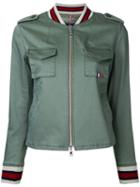 Guild Prime - Tri-stripe Bomber Jacket - Women - Cotton/polyester/polyurethane - 36, Green, Cotton/polyester/polyurethane