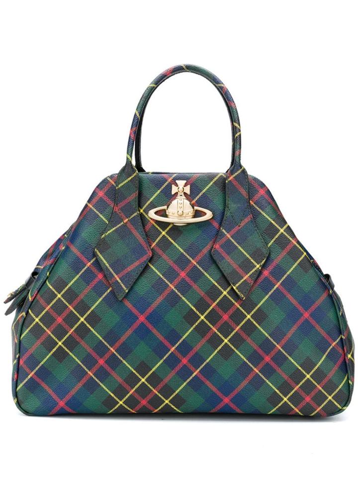 Vivienne Westwood Plaid Logo Tote Bag - Red