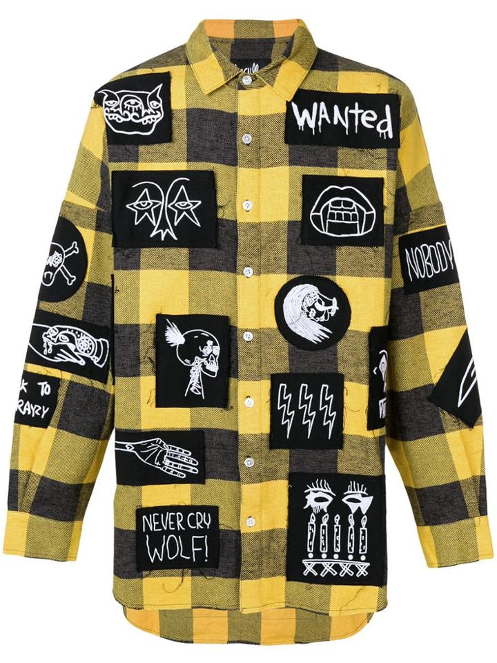Haculla Patchwork Plaid Shirt - Yellow
